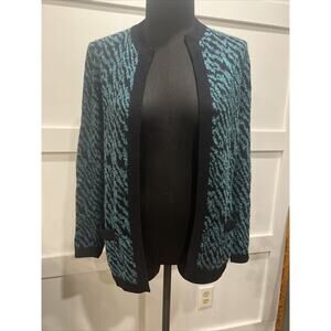 2000/ Y2K St John Knit Cardigan Zebra Print Blue-green Size 10